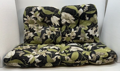 Juego de 3 cojines florales Anthurium Love Seat acolchado banco exterior ratán Foto 1 de 4