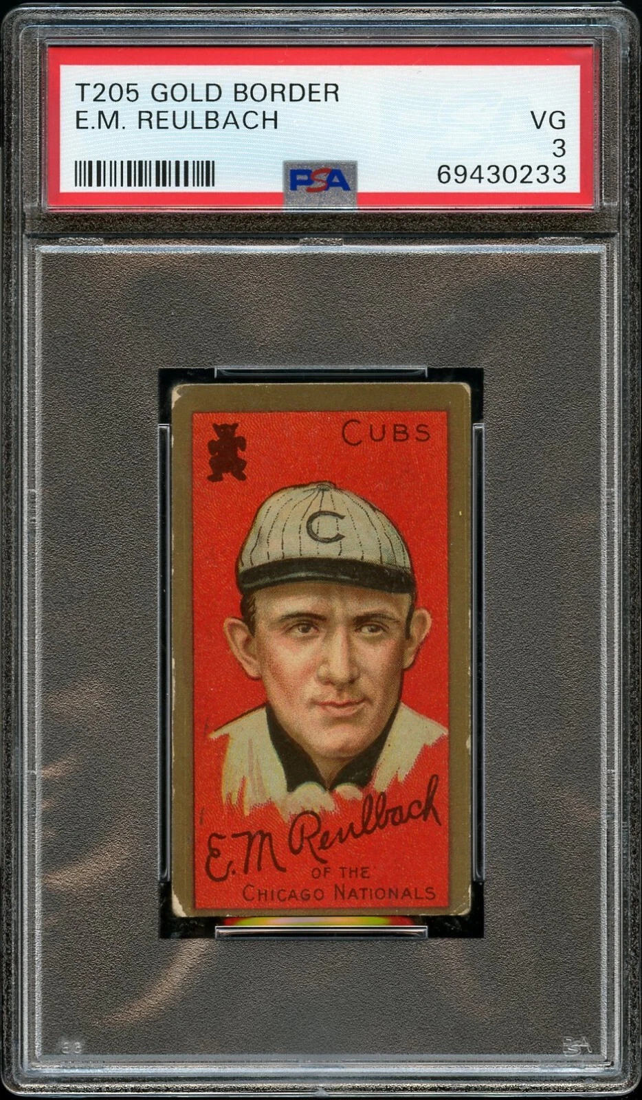 1911 T205 Gold Border Piedmont ED REULBACH Chicago Cubs HOF PSA VG 3