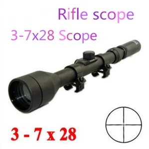 3-7X28 Telescope Hunting Scope With Rail Mount Lens Caps For Rifle Airsoft - Picture 1 of 6
