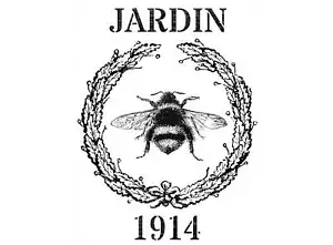 Vintage Ad Jardin Bee 2 pcs 4 Inch Black Fused Glass Decals - Imagen 1 de 1