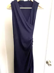 Aritzia Wilfred Free Midi Dress Sexy Bodycon Ruched Womens Size S Faux Wrap Blue - Picture 1 of 6