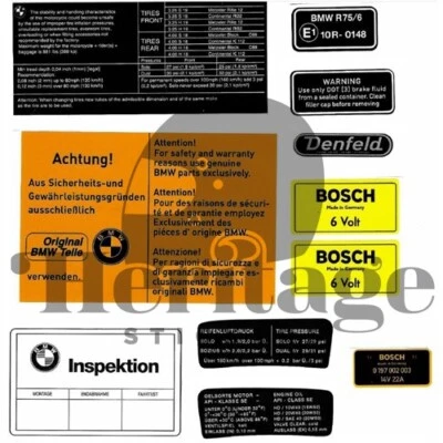 宝马 r75/6 / Heritage 贴纸警告贴纸套件 — 第 1/4 张图片