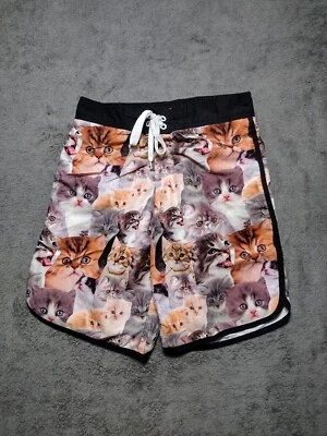 Bioworld Cat Shorts Mens Small Swim Trunks Drawstring - Image 1 of 4
