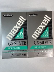 Nastro VHS Maxell T-120 6 Ore GX-Silver Alta Qualità NUOVO - Confezione da 2 - Foto 1 di 3