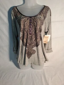 Ladies Energe World Wear Long Sleeve Scoopneck Boho Tunic Top X-Large NEW BNWT - Picture 1 of 8