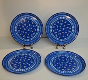 Set of 4 - Vintage Hallmark Blue Daisies 12" Metal Trays Plates - Free Shipping - Picture 1 of 17