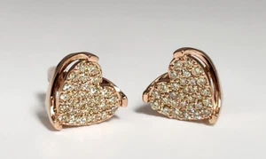 14KT Roségold 1,75 CTW Diamant Nieten Herz Ohrringe Schraube zurück - Bild 1 von 6