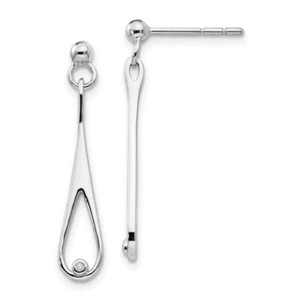 34mm White Ice Sterling Silver Rhodium-plated Diamond Post Dangle Earrings QW250 - Picture 1 of 7