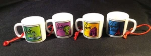 Paris  France Souvenir Mini Mug Ornaments Set Of Four Preowned - Picture 1 of 6