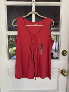 Lands End Large L 14-16 Coral Scoop Neck Tank Top Cotton/Rayon Tie Neck New - Picture 1 of 9