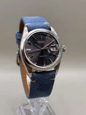 Rolex Oysterdate Precision 6694 Blue Sunburst Dial 34mm Cal. 1225 Vintage Rare - Image 1 of 4