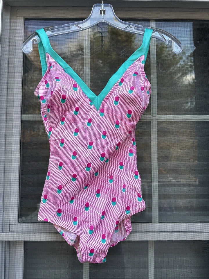 Traje de baño vintage Gabar cerezas/rayas sujetador incorporado de una pieza EE. UU. 8 Foto 1 de 4