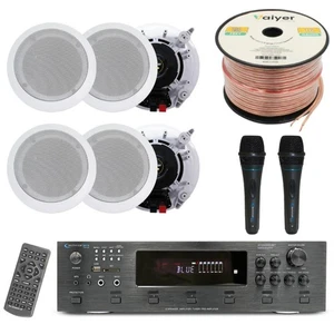Juego de Cine en Casa Amplificador Bluetooth con 6 CANTIDADES de Altavoces de Techo de 5.25", 2 Micrófonos - Imagen 1 de 9