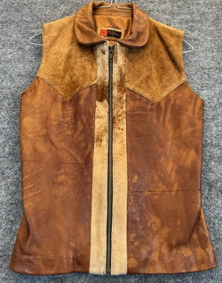 Chaleco occidental vintage de cuero y cuero de vaca Togniani para mujer talla pequeña Foto 1 de 4