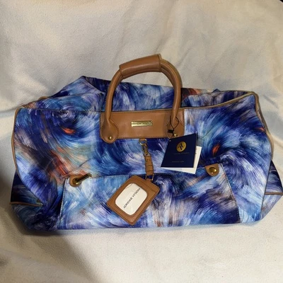 Bolso de Viaje Adrienne Vittadini Azul Remolino Nylon Lona Fin de Semana Nuevo con Etiquetas.  Sport1 Foto 1 de 4