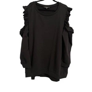 Chelsea Studio NWOT Whimsigoth Ruffle Cold Shoulder Black Jersey Lounge Tunic 2X - Picture 1 of 7