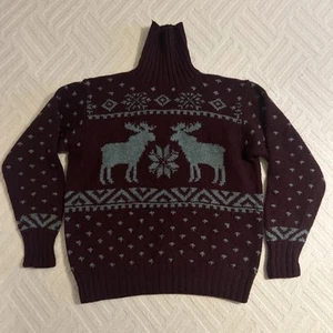 Vintage Polo Ralph Lauren Pullover Herren Large Handstrick Wollpullover Elch Schneeflocke - Bild 1 von 8