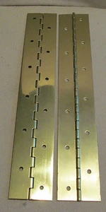A Pair 2 Brass Plated Steel Piano Hinge 1"x1"x12" 20 Gauge Made in USA - Picture 1 of 3