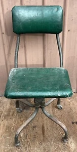 Vintage Fritz Cross Co Industrial Swivel Chair Cast Iron Seat Up Down Back Rest - Picture 1 of 15