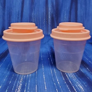 Tupperware Mini Salz & Pfefferstreuer Set 2oz / 60ml Pfirsich Camping Auto Reise NEU - Bild 1 von 4