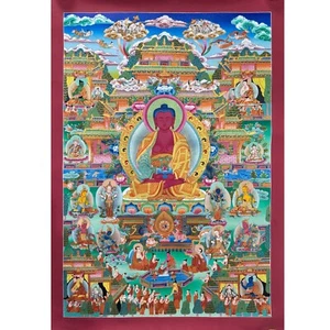 Master Quality Amitabha Buddha Pureland Thangka Painting - Afbeelding 1 van 12