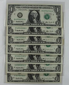 (7)  $1 WEB notes 1993 and 1995 COMPLETE BLOCK SET  mostly uncirculated FRN - Picture 1 of 9