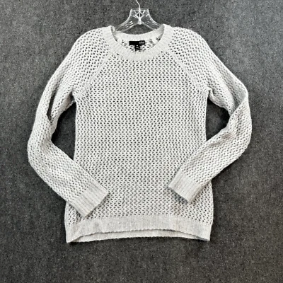 Aqua Sweater Women's Extra Small Dusty Gray Blue Cashmere Open Knit - Image 1 of 4