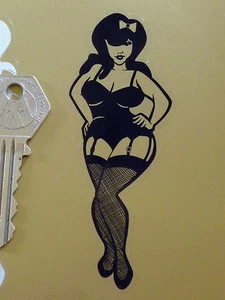 Sexy Pin-Up Niña Coche Bicicleta Negra y Transparente PEGATINA 4" Hot Rod Personalizada Retro Glamour - Imagen 1 de 1