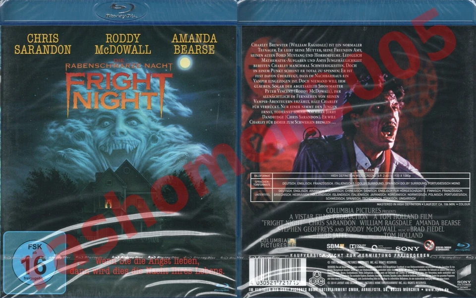 Fright Night 1985 Chris Sarandon Roddy McDowall Tom Holland Region Blu