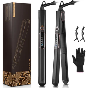 2-in-1 Mini Haarglätter, Tragbare Keramik flache, Glätteisen Lockenstab Heizung - Bild 1 von 15