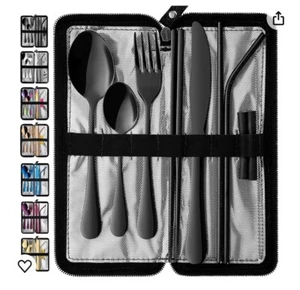 Portable Travel Utensils Reusable Silverware with Case for Fixing Tableware 9... - Picture 1 of 3