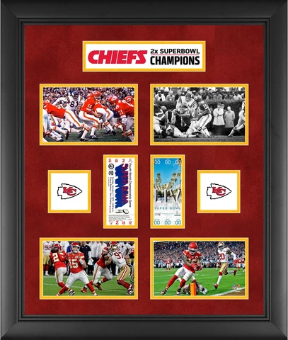 Kansas City Chiefs Framed 23" x 27" 2-Time Super Bowl Champion Ticket Collage Cover