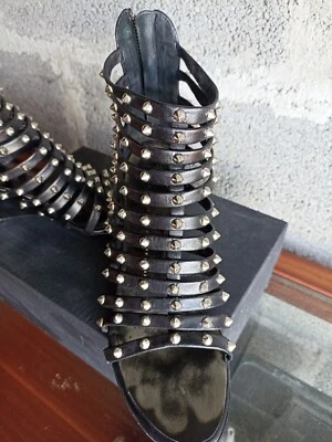 Sandales En Cuir Clouté Giuseppe Zanotti 38,5 - Photo 1/4