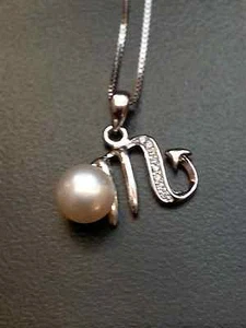 Horoscope Scorpio Pendant White Freshwater Pearl Sterling Silvet Necklace - Picture 1 of 3