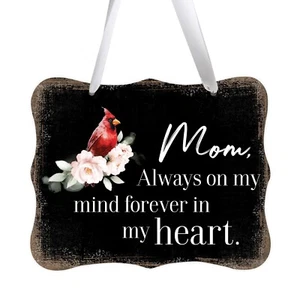 Memorial Hanging Gift Ribbon Sign for Loss of Loved One 8x6 - Mom Always On My - Picture 1 of 18