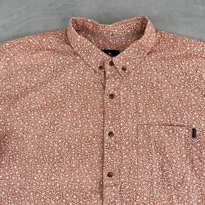 Rip Curl Hawaiian Shirt Men XL Terracota Floral Short Sleeve Pocket Beach - Image 1 of 4