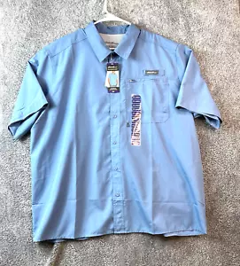 NWT Eddie Bauer Men's Moisture Wicking Woven Tech Short Sleeve Shirt 2XL Blue - Picture 1 of 11