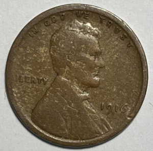 Moneda única Lincoln Wheat Centavo de trigo 1916 madera grano inadecuado mezcla error - Imagen 1 de 4