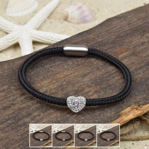❦ Armband SUSAN | Segeltau | 4 mm | Herz Slider | Magnetverschluss | 01 ❦ - Bild 1 von 8