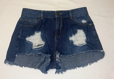 Pantalones Cortos Jean GB Talla 7 Desgastados Corte 5 Bolsillos Cremallera y Botón Foto 1 de 4