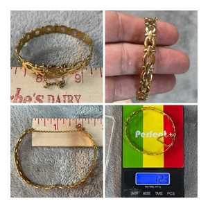 Vintage Stamped Rolled Gold Link Oval Hinged Bracelet 12.3 Grams - Picture 1 of 11
