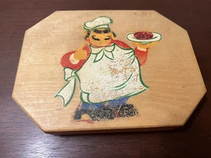 Vintage Volco Brand Hamburger Press Japanese Wood Painted Chef Made In Japan - Picture 1 of 11