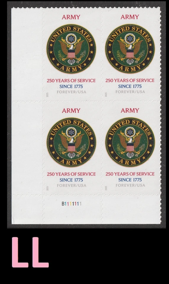 US 6003 Army 250 Years F plate block 4 LL MNH 2025 - Image 1 of 1