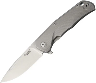 Lion Steel TRE Titanium Gray Framelock M390 Bohler Blue Clip Folding Knife TREBL - Image 1 of 2