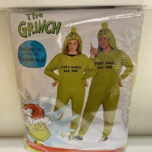 The Grinch Green Zipster Costume 1 Piece Hooded XXL 48-52 Union Suit Unisex NEW - Picture 1 of 5