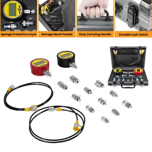 For Excavator Digital Hydraulic Pressure Test Kit 2 Gauge 11 Coupling 2 Hose 70M - Picture 1 of 10