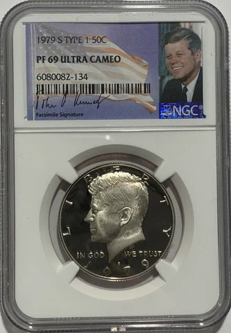 1979 S TYPE 1 NGC PF 69 ULTRA CAMEO KENNEDY HALF DOLLAR JFK 50c SIGNATURE LABEL Cover
