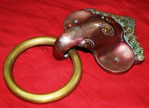 Lord Little Ganesha Head Shape Door knocker Handmade Brass Home Dec Gift CJ45 - Picture 1 of 10