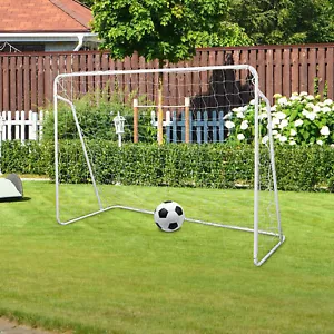 7FT x 5FT Football Goal Post Practice Soccer Training with Outdoo Net & Pegs - Picture 1 of 12