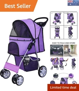 Comfortable & Safe Pet Stroller for Medium Small Pets - Folding, Breathable Mesh - Picture 1 of 8